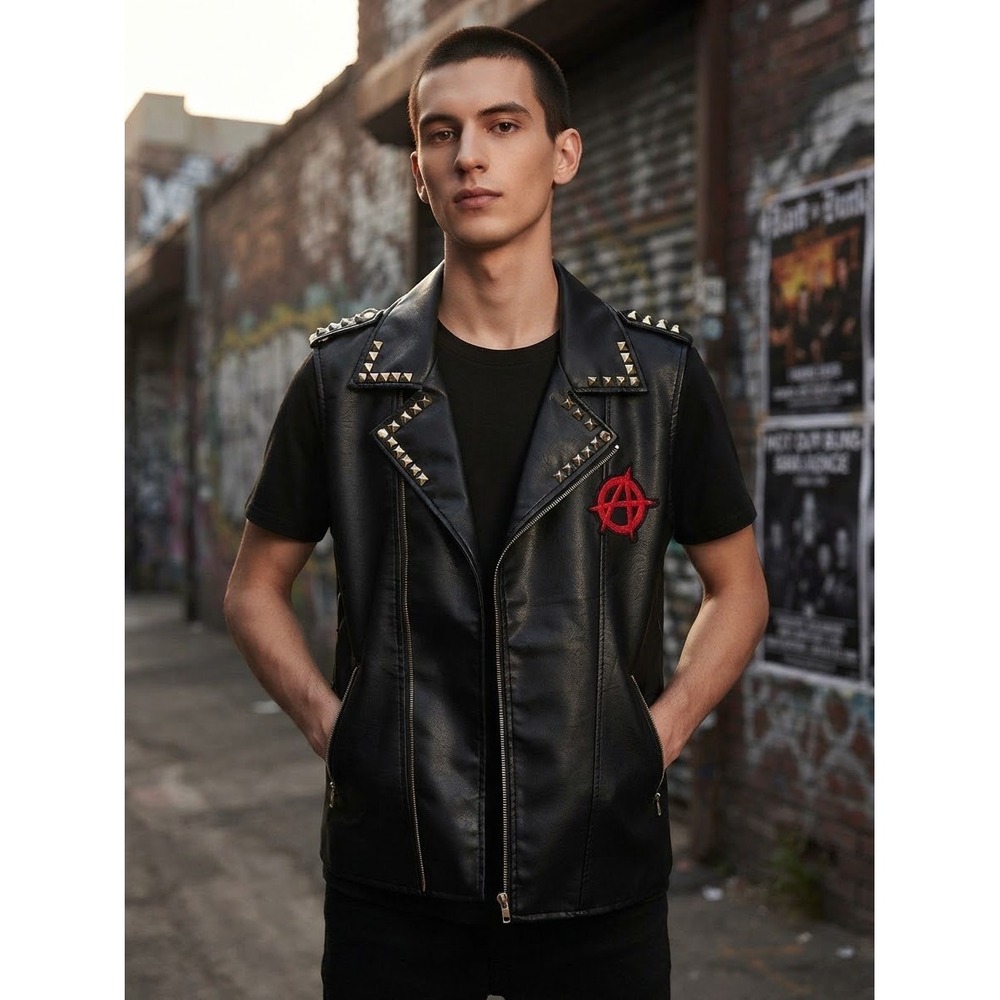 Marvel Our Universe Spider-Punk Faux Leather Studded Vest Spider-Man Moto unisex